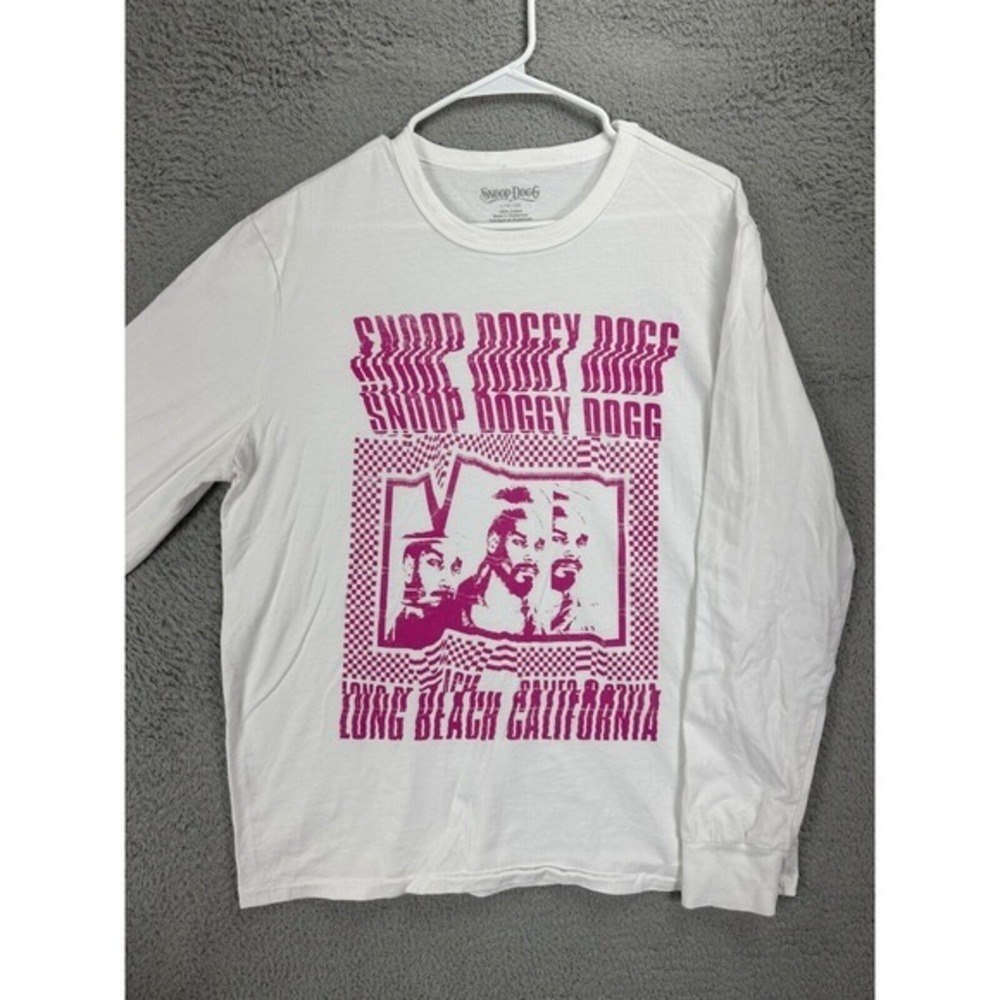 Snoop Dogg T-Shirt Adult Large White Long Beach California Tee Long Sleeve Mens